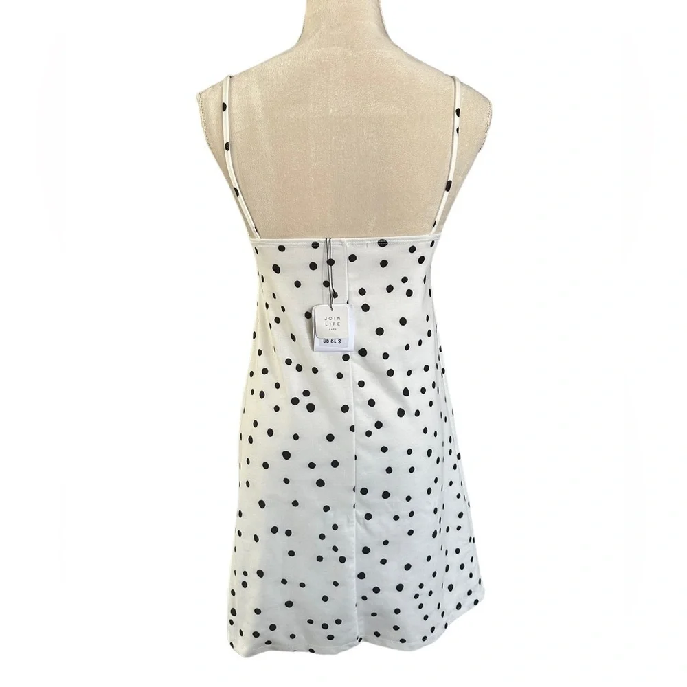 Zara white black polka dot spaghetti strap mini dress - Picture 4 of 5
